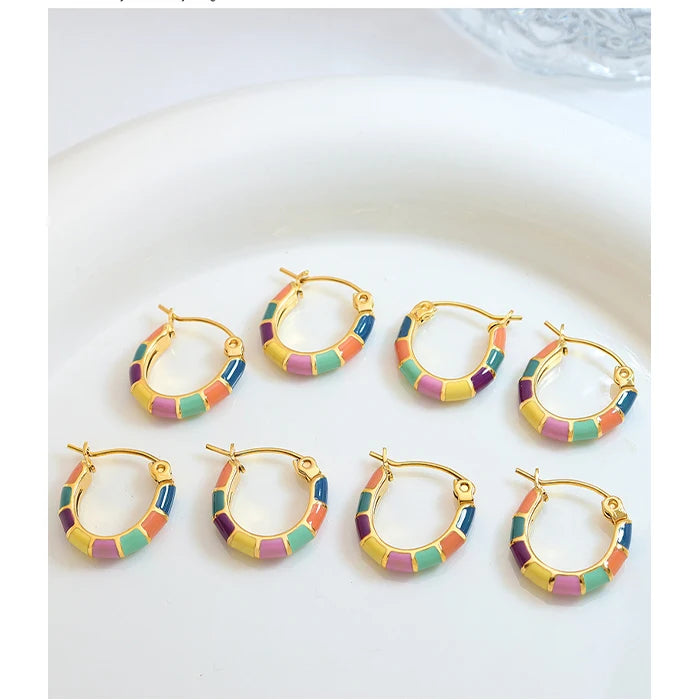 Sdg rainbow Soft Enamel Silver Titanium Steel Earring Hooks
