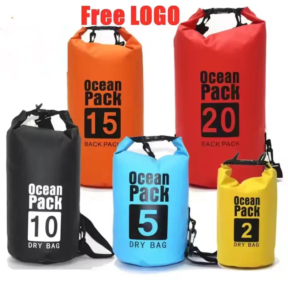 2L 3L 5L 8L 10L 15L 20L 30L 50L Boating Floating Hiking Kayak Wet Custom Logo Outdoor 500D PVC Waterproof Dry Bag