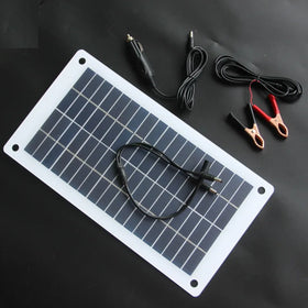 12W 5V/18V Dual USB+DC Output Flexible Solar Car Charger for 12V Battery Mobile Phone Charging
