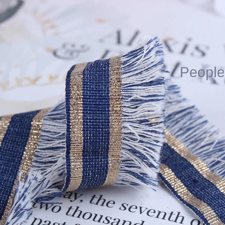 South Korea Direct Factory 100% Polyester Polyester Ribbon Bow Rave Denim Belt Herringbone Embroidered DIY Hair Accessories