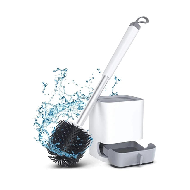 Premium Custom Quick Drying Holder Set No Drilling Wall Mount Square Silicone Toilet Brush