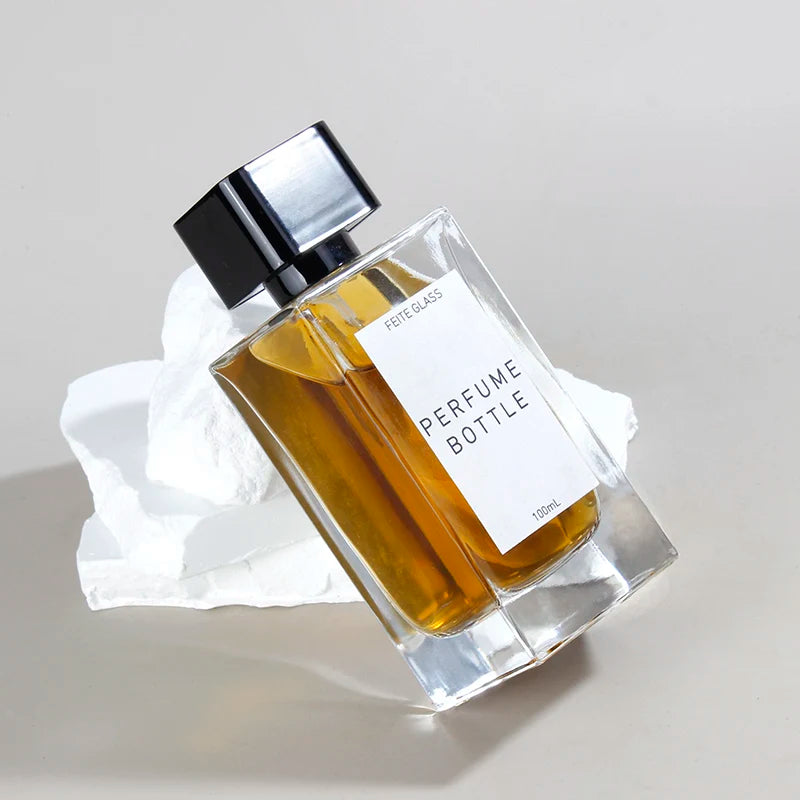 Luxury Perfume Bottle 25ml 30ml 50ml 100ml Square Perfume Spray Bottle Empty Glass Perfume Bottle With B Lack Cap
