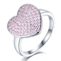Tonglin TL-397 925 Sterling Silver Jewelry Simple and Elegant Silver Ring Daily Wear Pink Cubic Zirconia Heart Rings