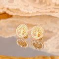 Myshape Tree of Life Clear Zircon Round Stud Earring Stainless Steel Gold Color Ear Stud Vintage Amulet Jewelry Christmas Gift