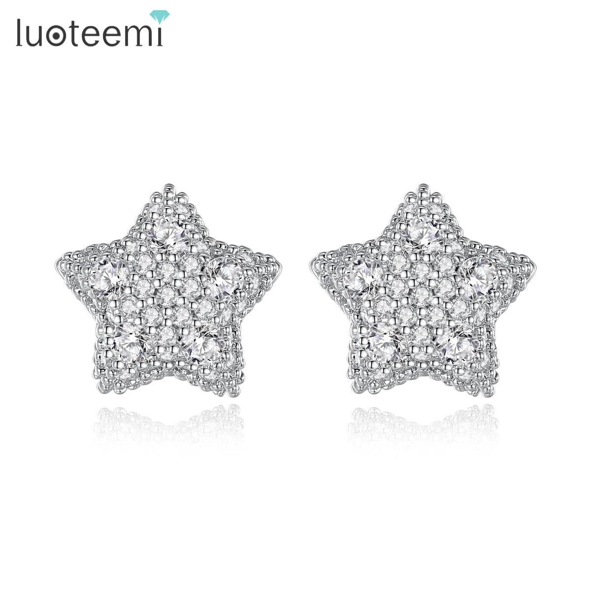 LUOTEEMI Popular Earing Trending Elegant Cute Tiny Cubic Zirconia Woman Zircon Trendy Star Stud Earrings