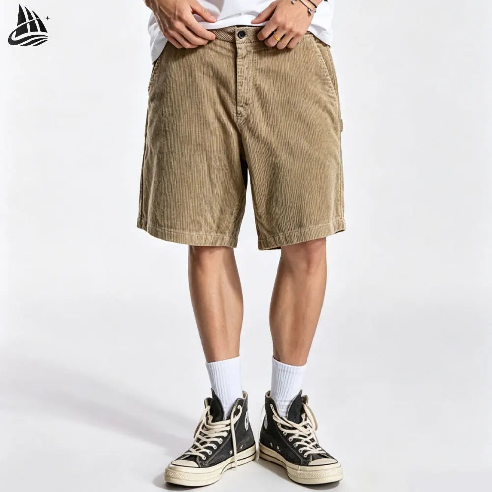 Custom Casual Cotton Baggy Plain Blank Corduroy Shorts for Men