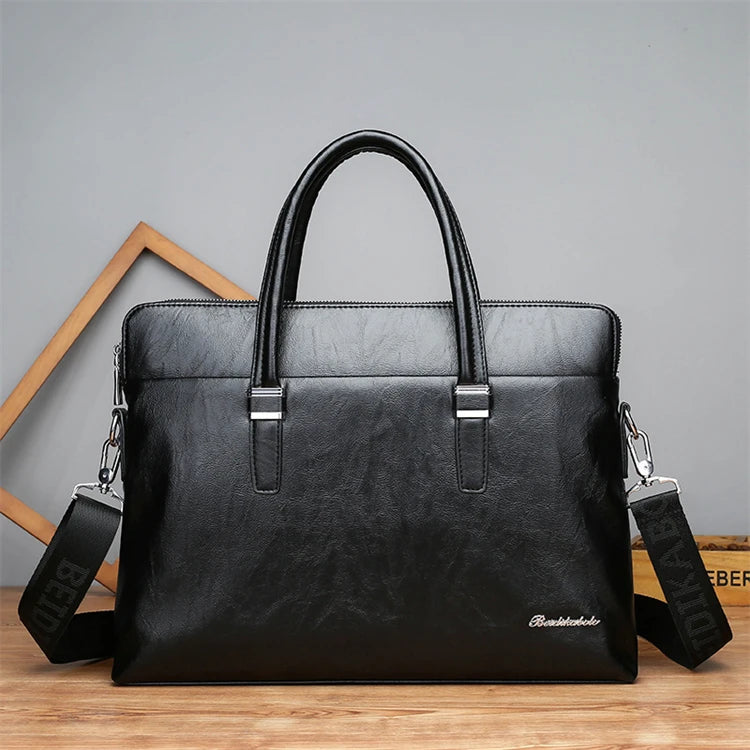 2024 Custom Mens Soft Blue Small New Simple Laptop Bag 15.6 Pu Leather
