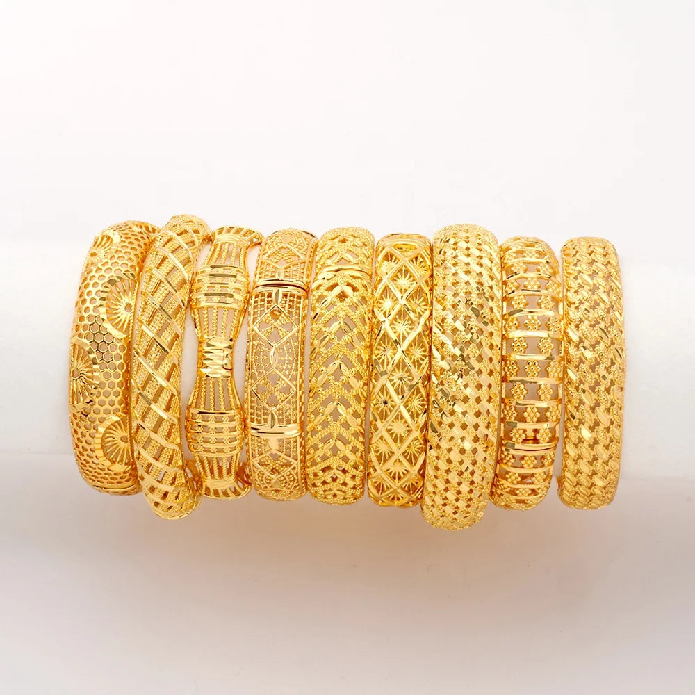 JinXiuXing 24k Gold Plated Wedding Bangles for Women Bride Can Open Bracelets Indian/ethiopian/Bride/african Wedding Jewelry