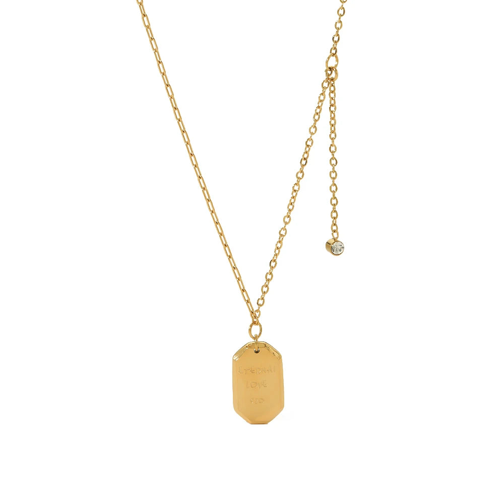 Factory Direct Sales Stainless Steel 18K Gold Plated Oval Chain Different Languages of Love Clavicle Choker Necklace for Girls