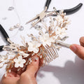 Boho Style Soft Clay Flowers Rhinestone Headpiece Hair Combs Wedding Hair Accessory Bride to Be 2024