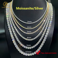 Wholesale 925 Silver Plated 18K White Gold VVS Diamond Tennis Chain 2mm 3mm 4mm Iced Out Moissanite Tennis Necklace for Hip Hop