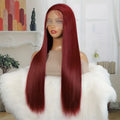 Customized 13*4 Lace Frontal Wigs 99J Color Straight Long Glueless Wigs Human Hair Brazilian Human Raw Hair Wigs 12A Grade