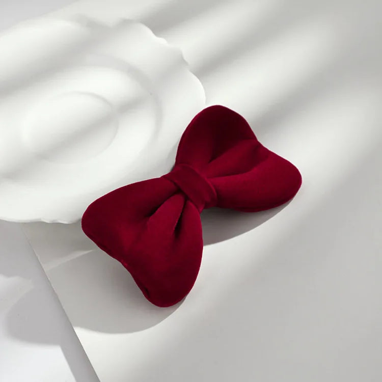 Cute Velvet Hair Clip Cotton Hairpin Headwear Princess Knot Vintage Black and Red Style for Girls Women
