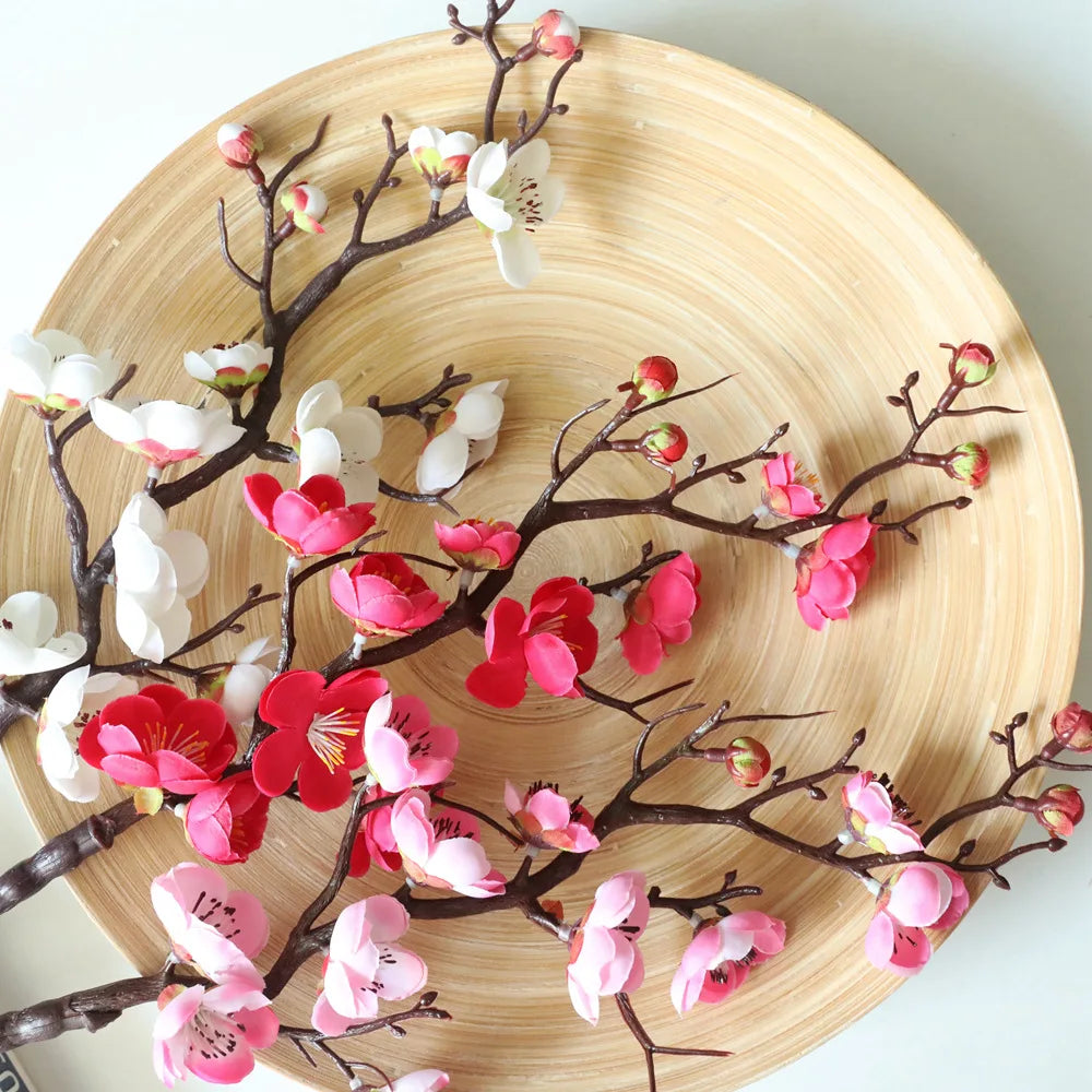 2024 Hot Sale Wholesale 60cm Wedding Home Decorative Artificial Flowers White Plum Blossom Branches