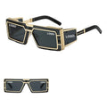 DL Brown Fashion Futuristic Eyewear One Piece PC Lenses UV400 Steampunk Rectangle Sunglasses Women Custom Logo