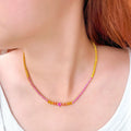 Hign End Pink Red and Yellow Cubic Zircon CZ Chic Heart Shape Bling Tennis Chain Necklace for Women Summer Party Accessories