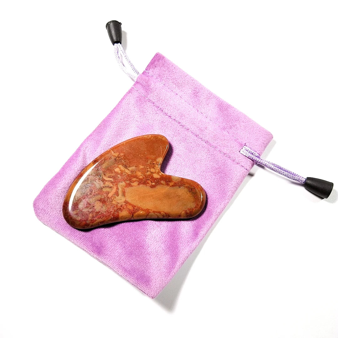 Huiying Best factory price custom logo mookaite jasper heart facial gua sha scraping massage tool