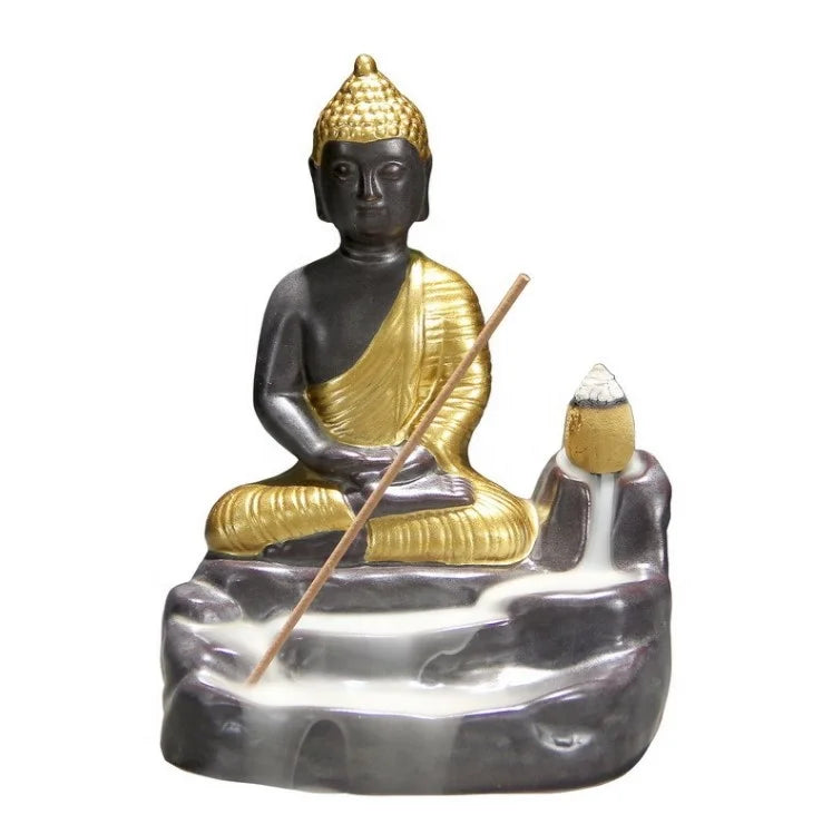 10*13.5cm Buddha Smoke Backflow Incense Burner Creative Indian Serpent Statue Backflow Burner Waterfall