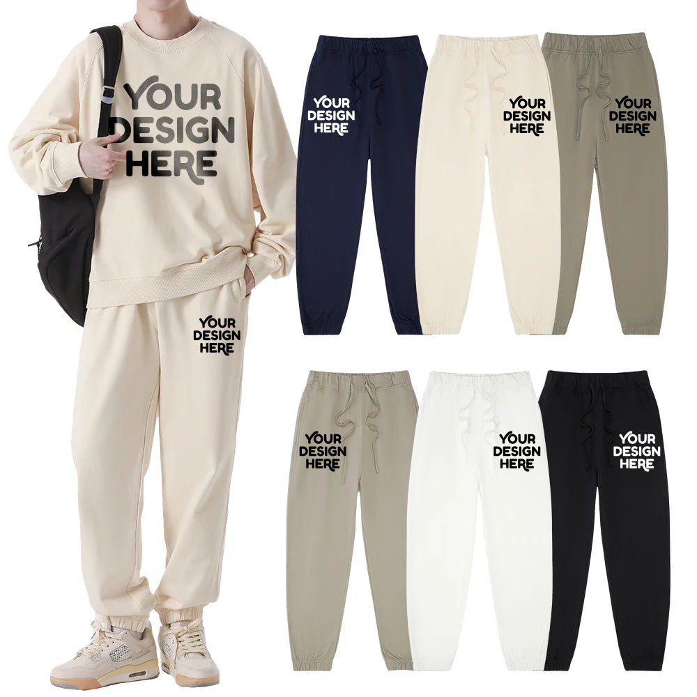 Doveark K8 330G Wholesale Custom Private Label 100% Cotton Elastic Waist Heavyweight Regular Fit Straight Leg Unisex Sweatpants