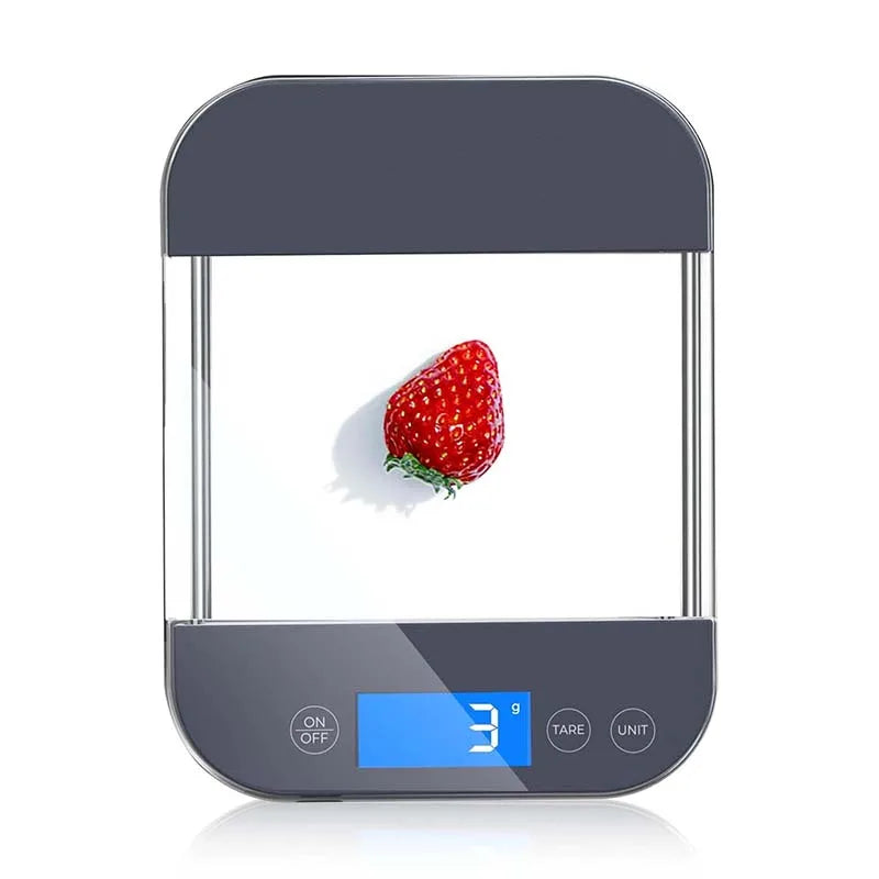 J&R 33lb 15kg USB Rechargeable Electronic Tempered Glass Waterproof Kitchen Digital Food Scale Auto Shut-Off for Sourdough Bread