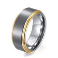 OANLAN Fashion Jewelry Customized 8mm Classic Gold Edge Brushed Tungsten Carbide Rings for Unisex Men Women Wedding Wholesale