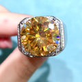 Silver 925 Original 10 Carat Brilliant Cut Diamond Test Past Shiny Yellow Moissanite Wedding Ring for Men Real Gemstone Jewelry