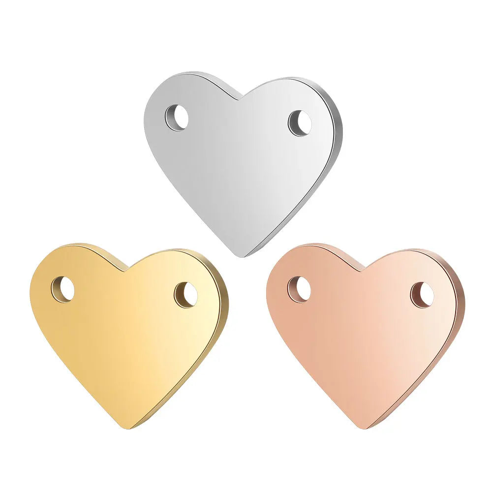 Mirror Polished Gold Filled Jewelry 316L Stainless Steel Heart Charms for DIY Making MegaBDM