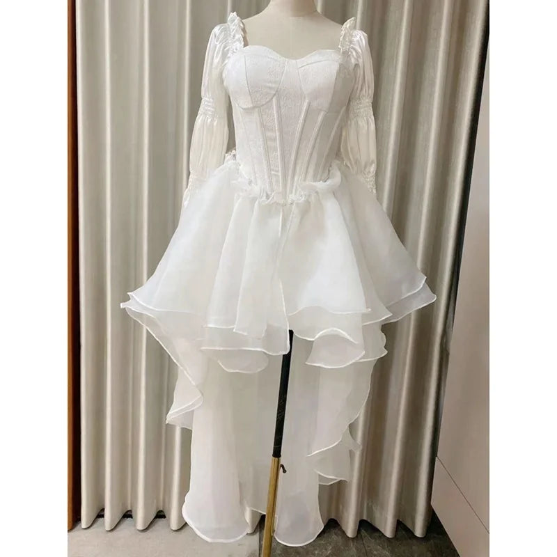 Party Dress New French Style Beautiful Temperament Celebrity Unique Princess Fairy White Busted Bridesmaid Dress