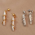 New Brass Plating Real Real Gold Natural Baroque Long Pearl Earrings Women Jewelry Factory Wholesale