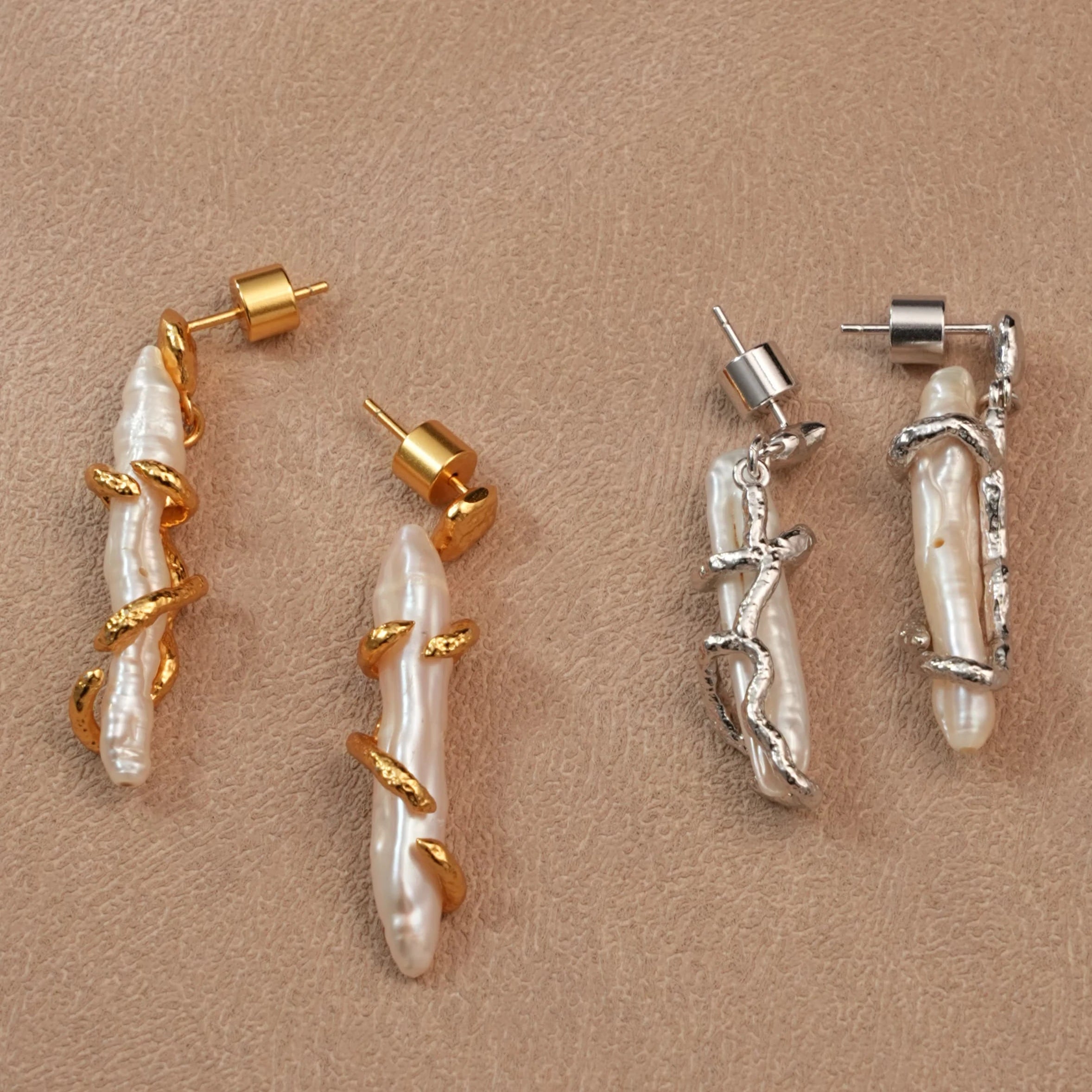 New Brass Plating Real Real Gold Natural Baroque Long Pearl Earrings Women Jewelry Factory Wholesale