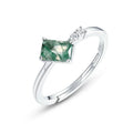 Luxury 925 Sterling Silver Oval Cut Wedding Ring Sets Green Moss Agate Engagement Ring Set