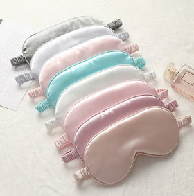Custom logo Comfortable Satin Silk Blindfold Eye Cover Eyeshade with Elastic Band Breathable Travel Silk Sleeping Eye Mask