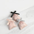 7x9cm Luxury Pink Velvet Earrings Pouches Faux Suede Smooth Ribbon Bow Beads Piercings Packaging Jewelry Gift Display