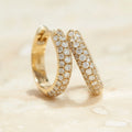 Gemnel Women Silver Jewelry Gold Pave Diamond huggies Hoop Earrings