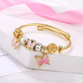 New Product Factory Price Silver Plated With Crystal and Swan Charm Adjustable Bangle Bracelet