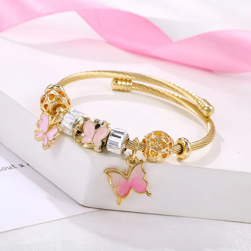 New Product Factory Price Silver Plated With Crystal and Swan Charm Adjustable Bangle Bracelet