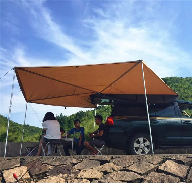 Free LOGO Factory Directly Portable Aluminum 270 Degree Car Awning for Camping with Side Foxwing Design
