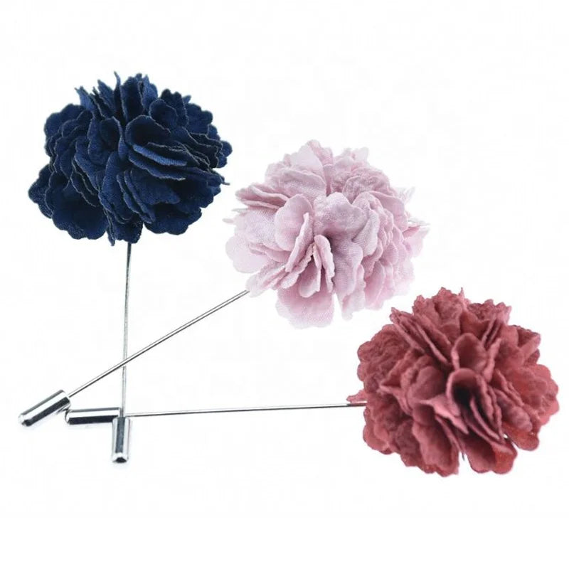Classic Men's Fashion Brooch Lapel Pin Pure Color Fabric Flower With High Safety Standards & Stylish
