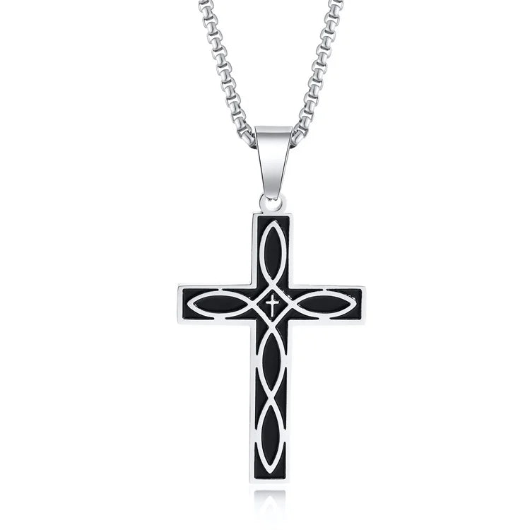 Good Quality Enamel Jewelry Stainless Steel Celtic Knot Cross Charm Necklace for Men