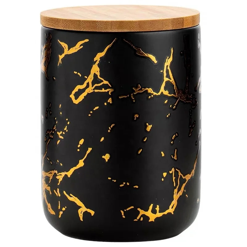 High Quality Nordic Ceramic Sealed Jar Kitchen Grain Storage Food Storage Candy Tea Jar Bamboo Lid Aikeyi Valentine's Day Home