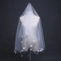 Bridal Veil Wedding Accessories Korean Flowers 1.5m Single Layer Short Style Veil Sweet Embroidery Applique Pearl Veil