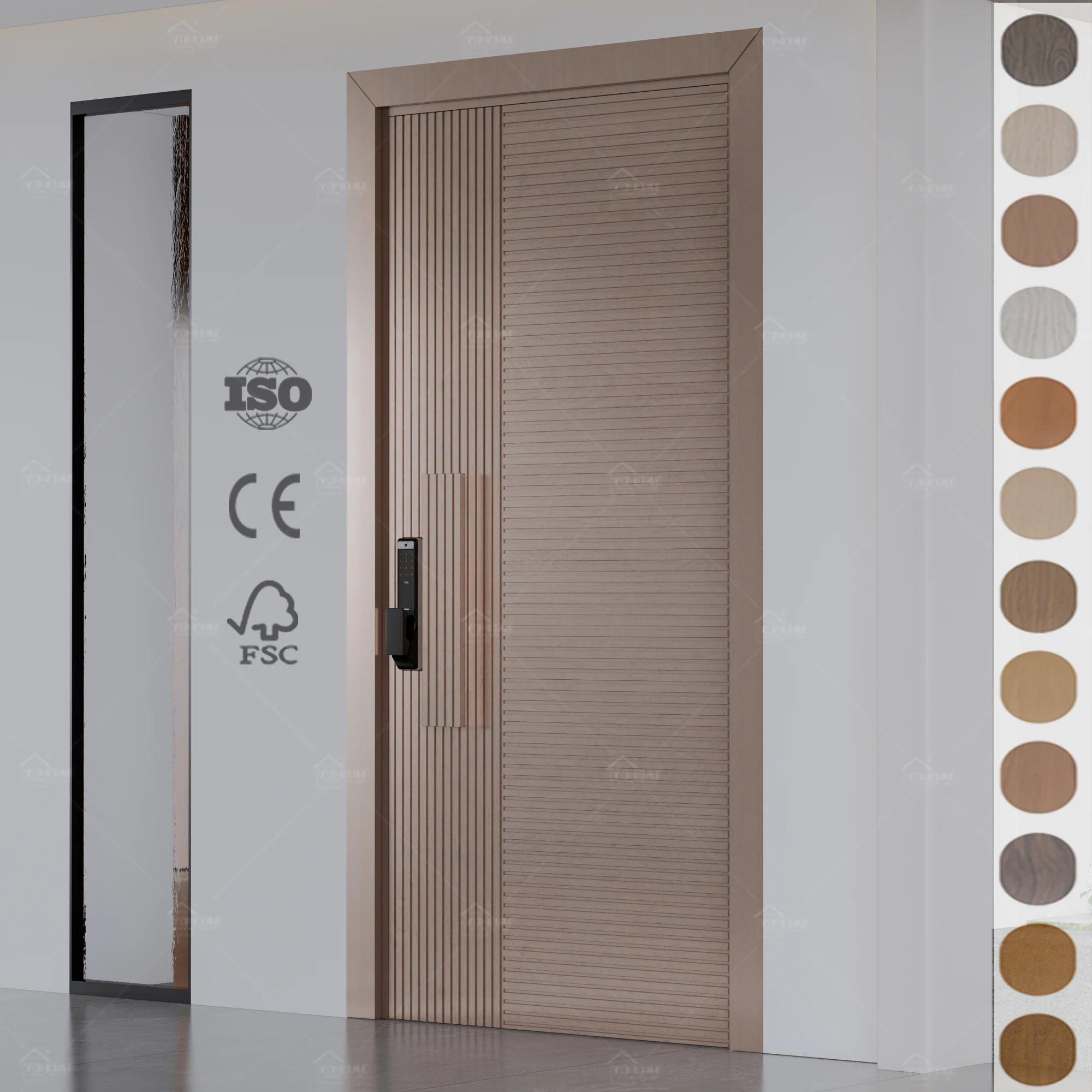 China Top Manufacturer 36 X 80 Exterior Pivot Door with Smart Lock External Security Door for Houses Exterior Wood Door