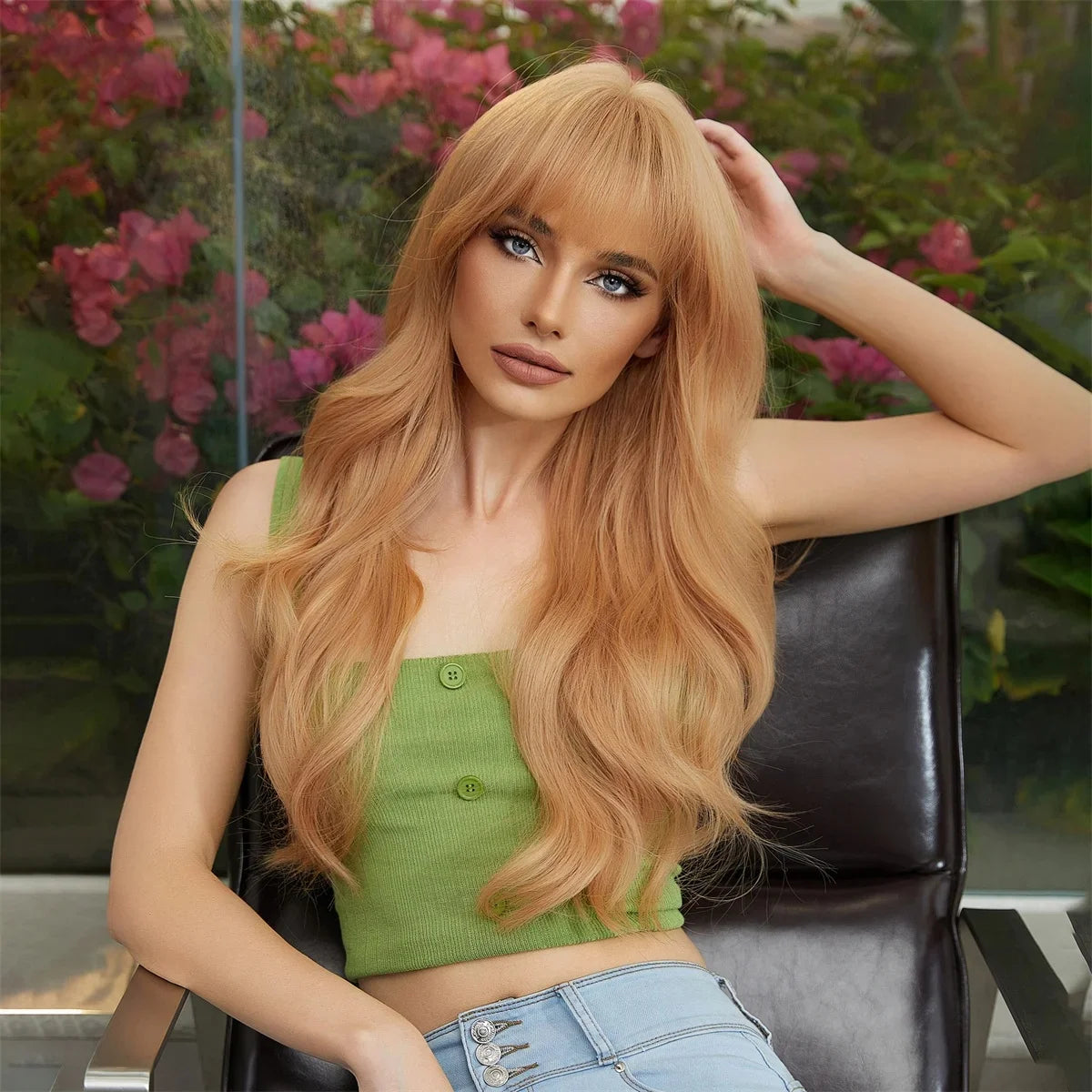 MOQ1 Style Synthetic Long White Blonde Water Wave Wigs With Bang for Women Cosplay Party Natural Daily Wig Heat Resistant