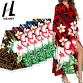 High Quality Big Flower Print Design Polynesian Style Digital Print Polyester Skirts Fabric by the Yard