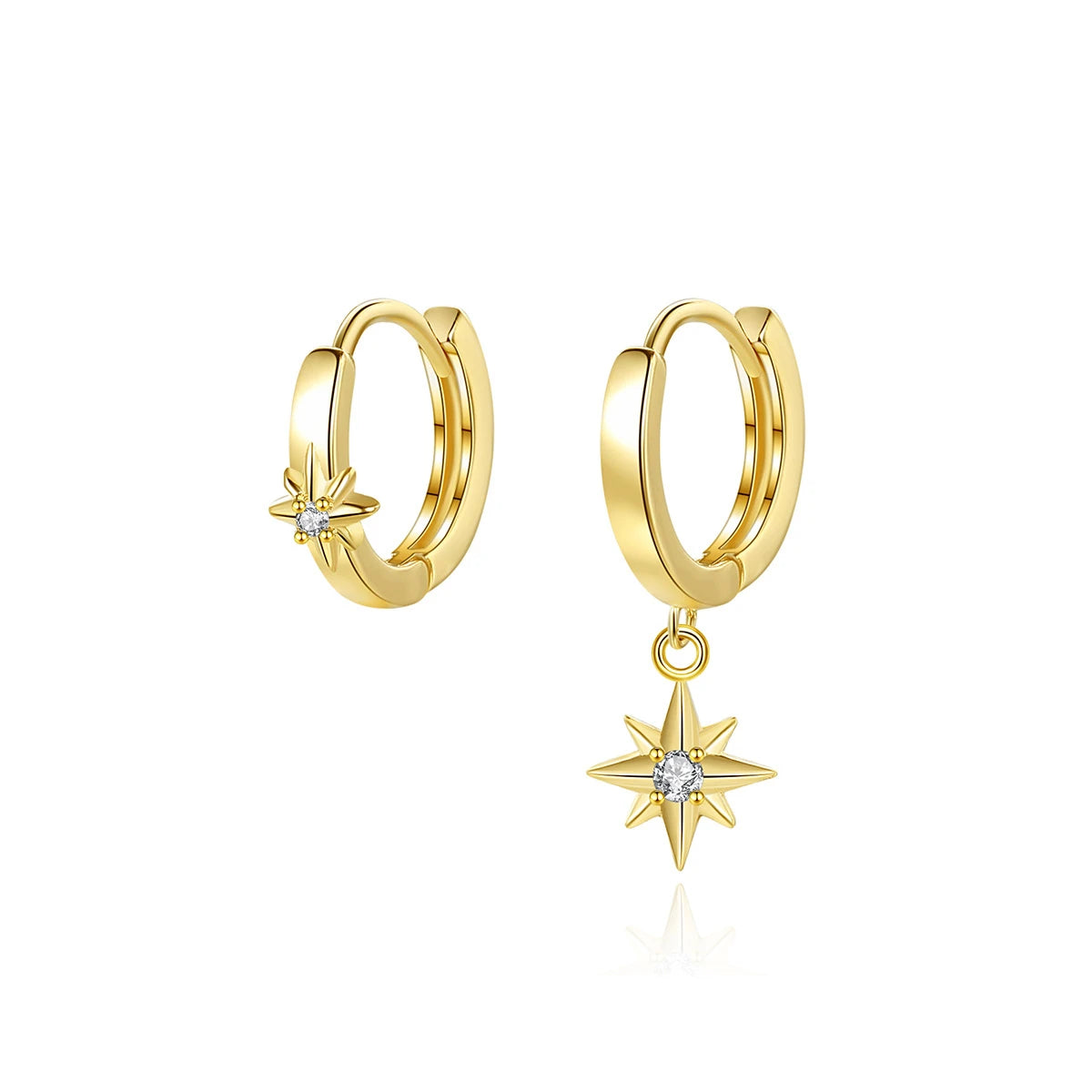 Daidan Earrings Zirconia Trendy Earrings Women Star Hoop Mismatched Silver 925 Clip on Earrings
