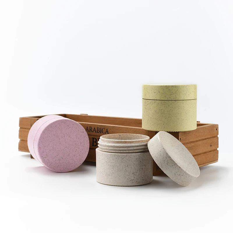 Free Samples Wheat Biodegradable Cosmetic Containers Recyclable 100% Straw Cream Jar pink 2oz 3oz 8oz Primary Yellow Blue
