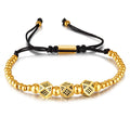 Adjustable Polyhedron Stainless Steel Bracelet Beautiful Pearl Bead String Black Rope Jewelry Bracelets Braided Macrame Bangles
