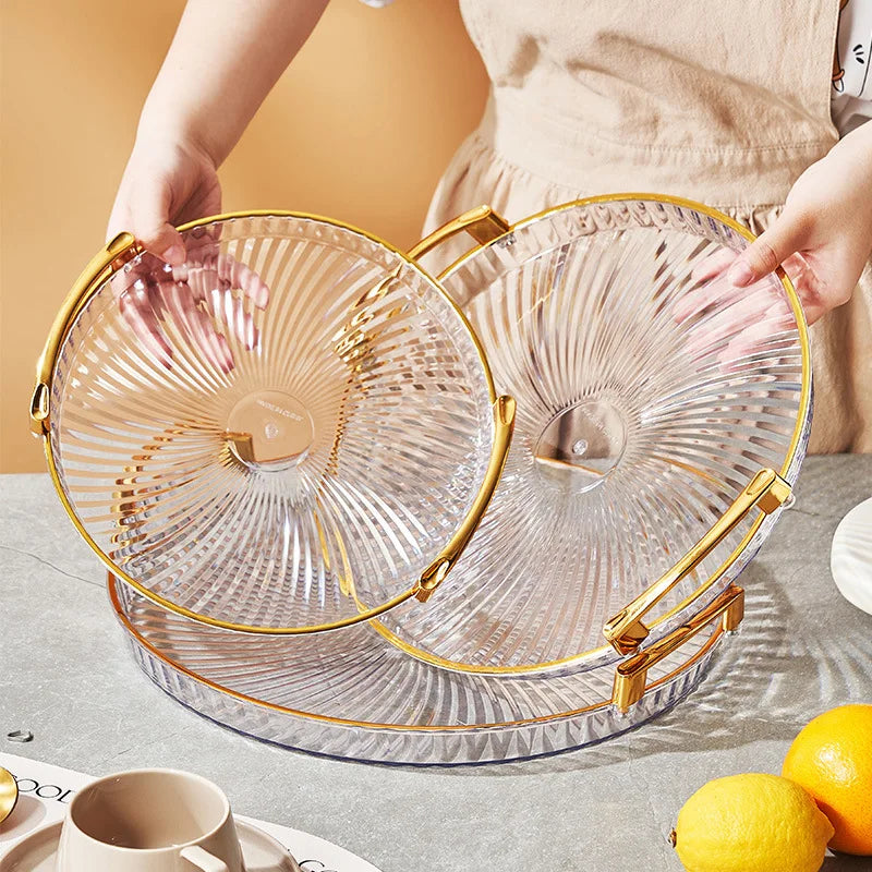 New Round Plastic Storage Tray Tea Set Organizer Multifunctional Plastic Food Container Snack Fruit Food Spice Holders