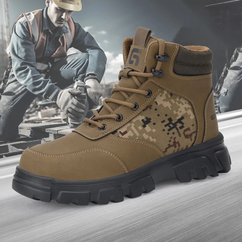 For GUYISA Unisex Summer/Winter/Spring Industrial Safety Boots Wear-Resistant Rubber Sole Steel Toe Safety Shoes f