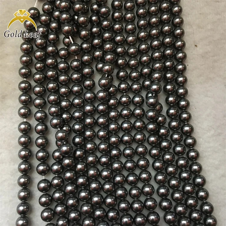 Goldleaf Natural Shell Black Seawater Pearl Plated 6-12mm Handmade Certified Quality Jewelry Making Spacer Beads